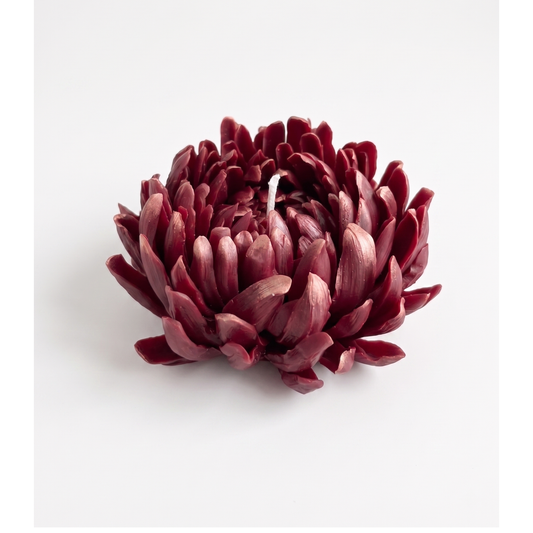 Crimson Blossom Candle – Handmade Floral Statement Candle