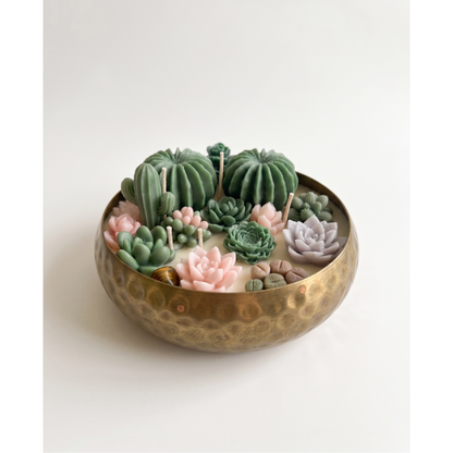 Botanical Succulent Garden Candle – Handmade Decorative Bowl Candle