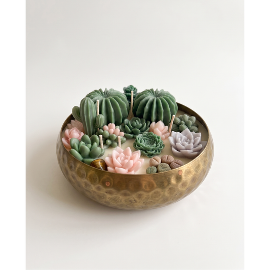 Botanical Succulent Garden Candle – Handmade Decorative Bowl Candle