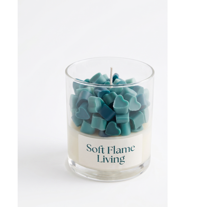 Aqua Heart Cluster Candle – Handmade Modern Glass Candle