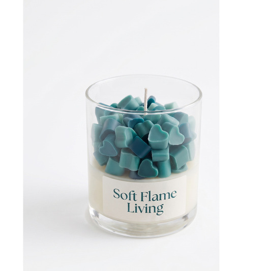 Aqua Heart Cluster Candle – Handmade Modern Glass Candle