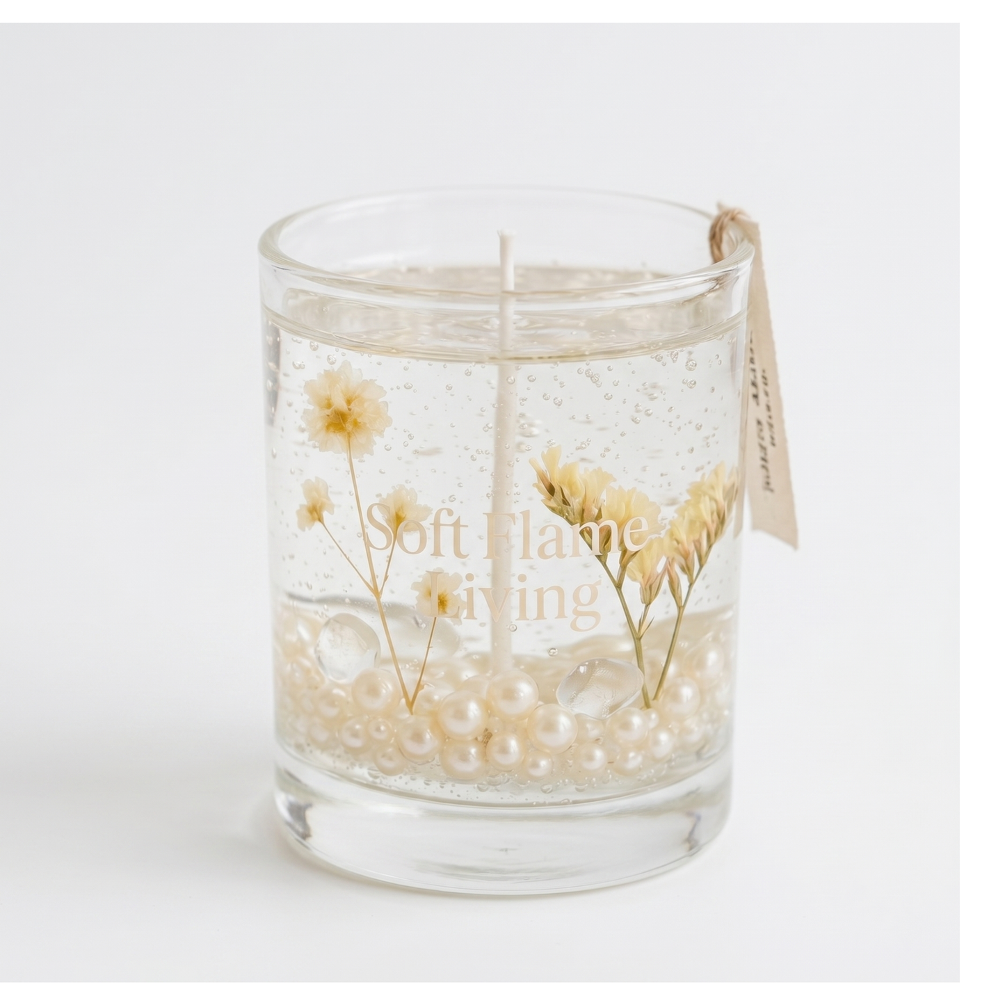 Pearl Bloom Gel Candle – Handmade Transparent Floral Candle