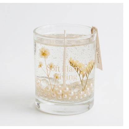 Pearl Bloom Gel Candle – Handmade Transparent Floral Candle