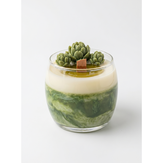 Succulent Garden Candle – Handmade Botanical Glass Candle