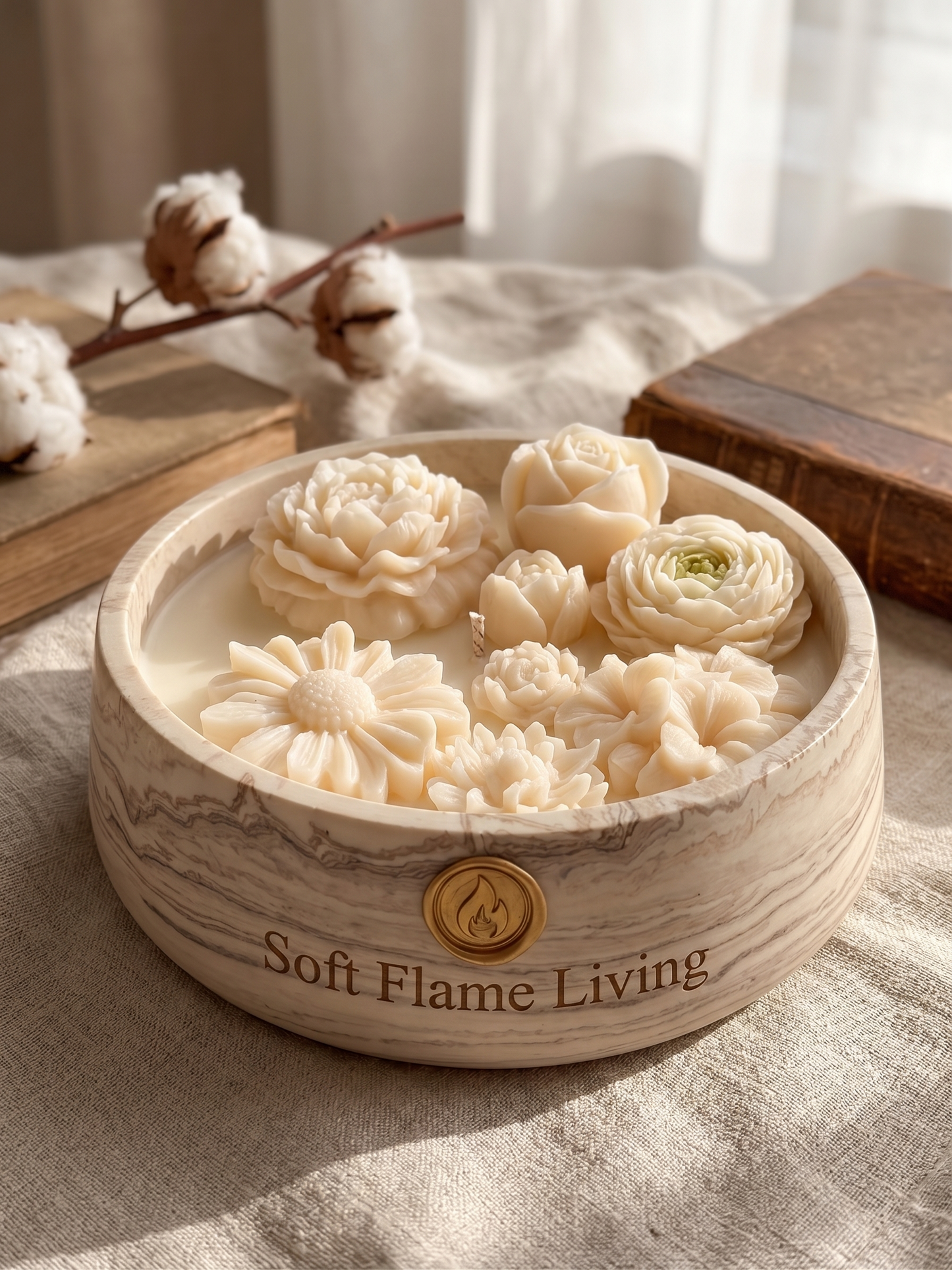 Soft Flame Living Ivory Bloom Harmony Candle