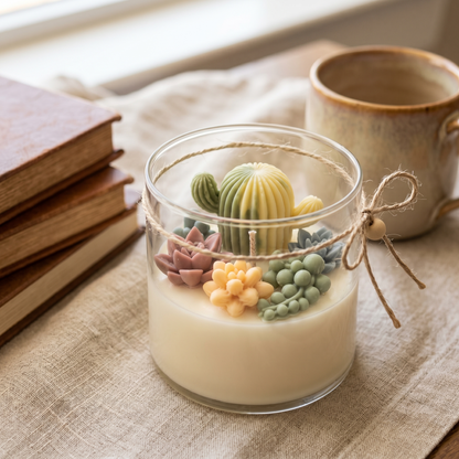Desert Bloom Candle – Handmade Cactus & Succulent Soy Candle