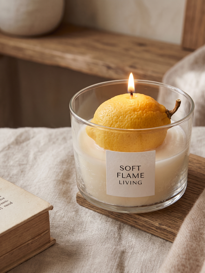 Lemon Zest Candle – Handmade Citrus Glass Candle